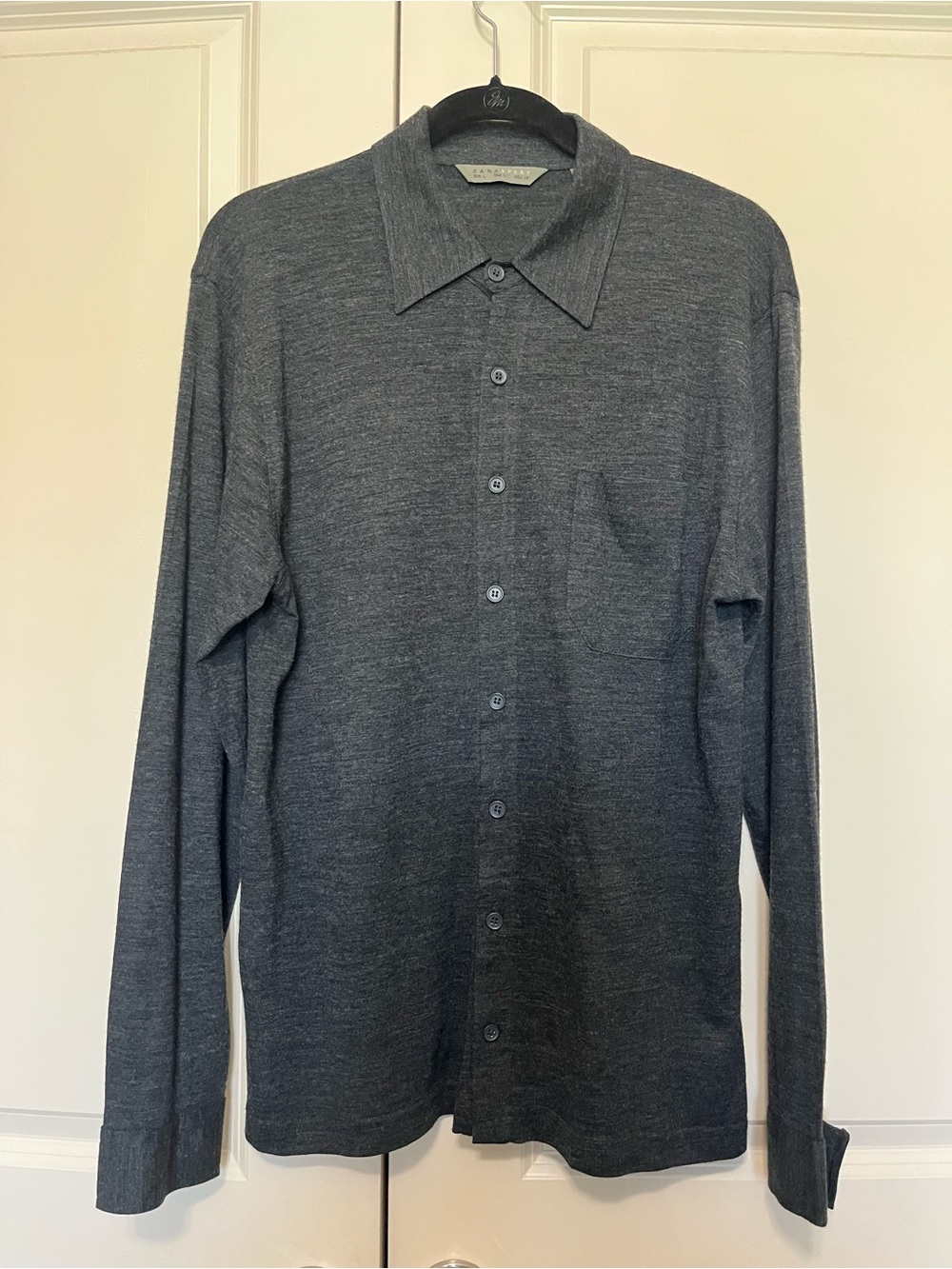 Zara Men's Charcoal Gray Long-Sleeve Button-Down Shirt